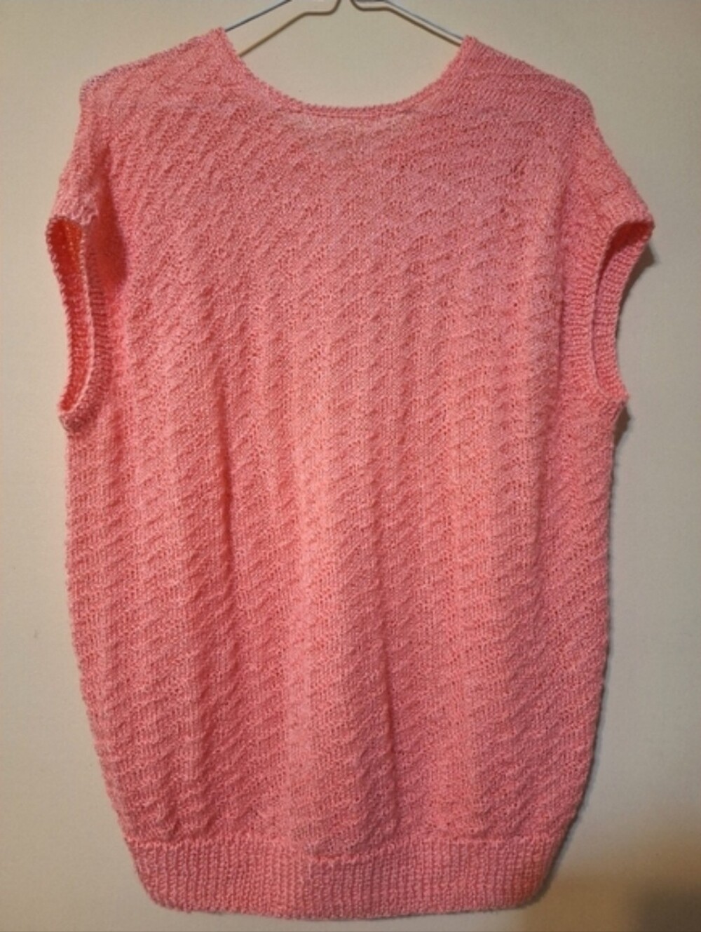 Handmade Pink Knit Sweater Vest Sleeveless Top Relaxed Fit L/XL Cottagecore - Picture 7 of 7